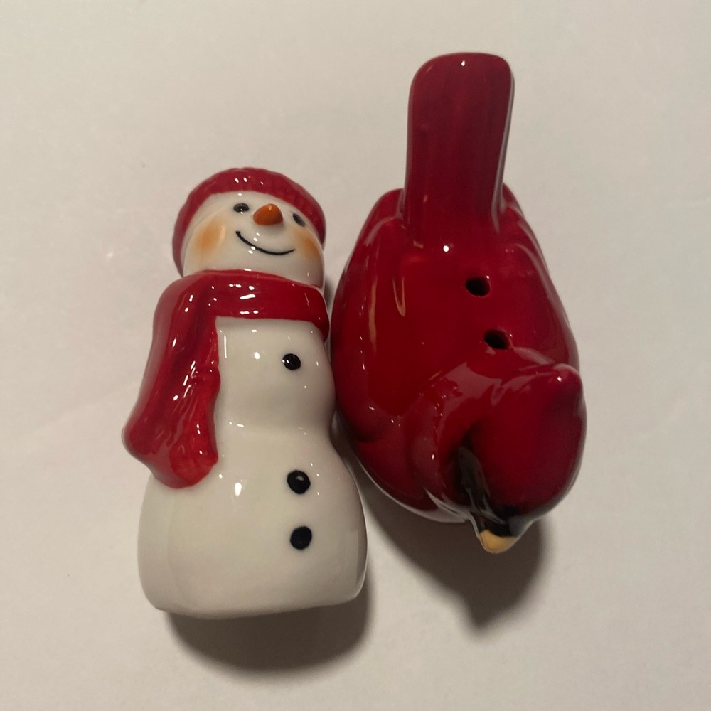 Snowman and Cardinal Figurines